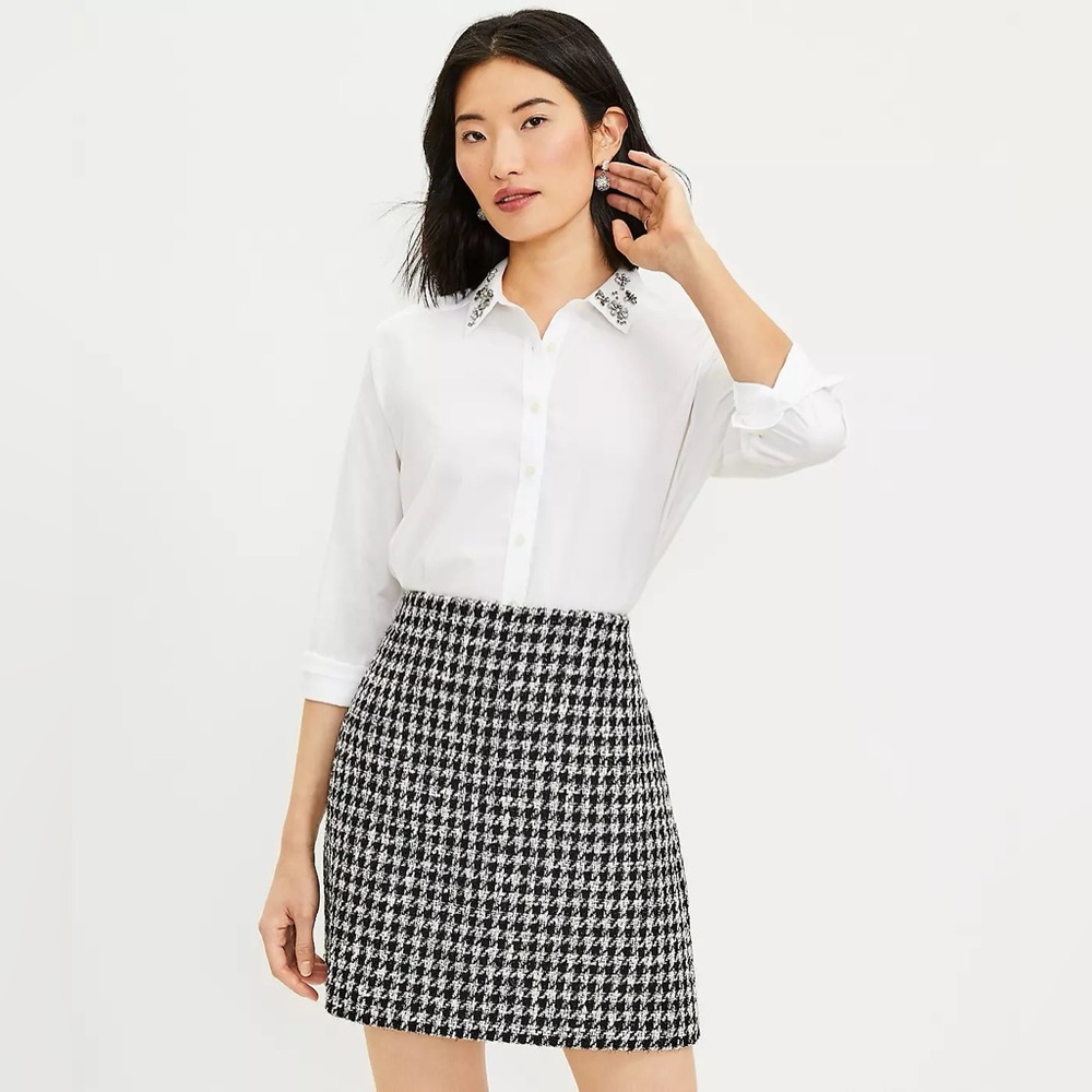Shimmer Houndstooth Shift Skirt